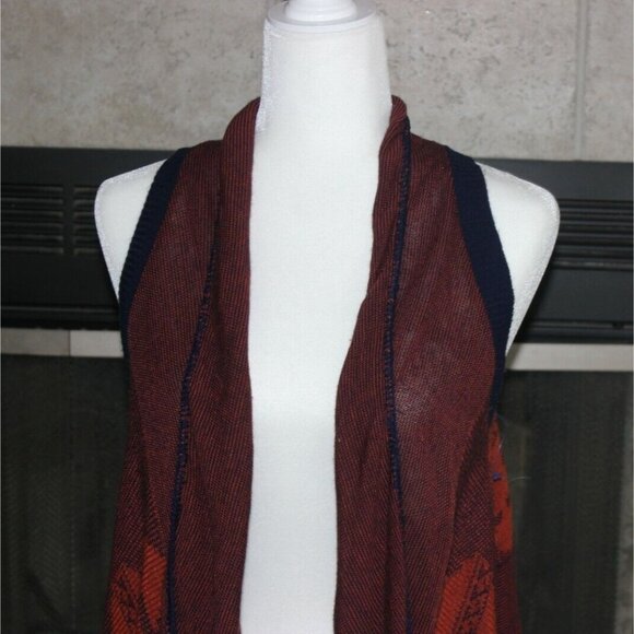 Daytrip Womens Knit Draped Vest Asymmetric Cardigan-Red/Blue-Size XS-GUC - Picture 2 of 6